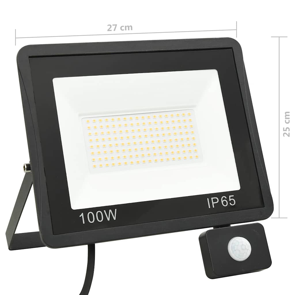 vidaXL Reflektor LED z czujnikiem, 100 W, ciepłe białe światło