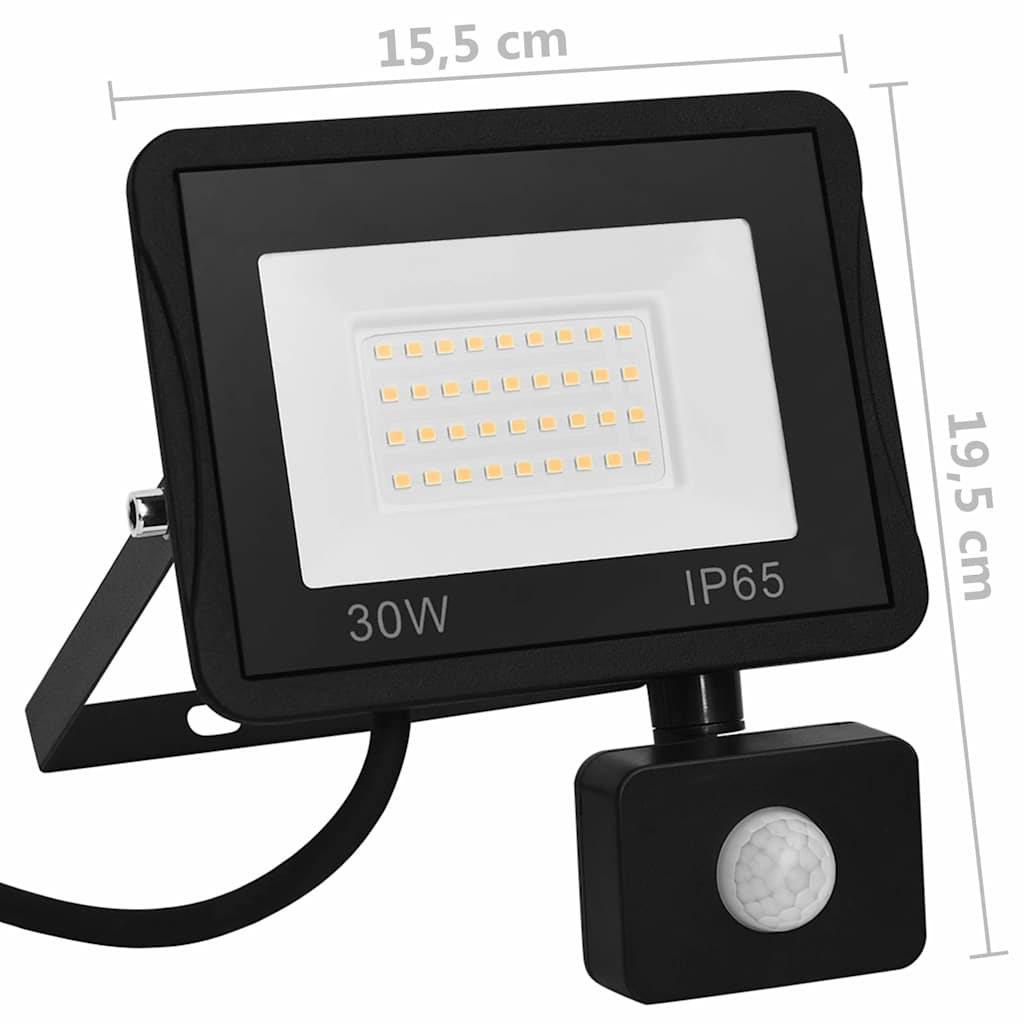 vidaXL Reflektor LED z czujnikiem, 30 W, zimne białe światło