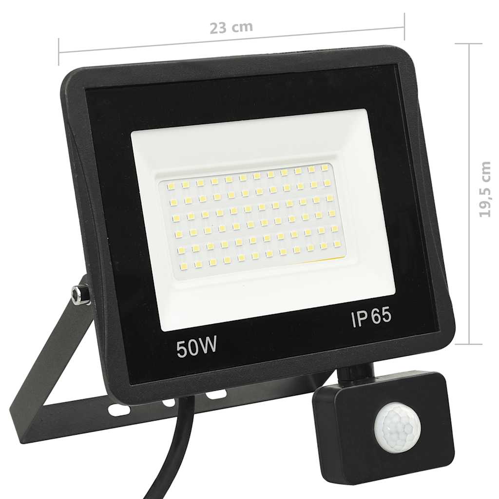 vidaXL Reflektor LED z czujnikiem, 50 W, zimne białe światło
