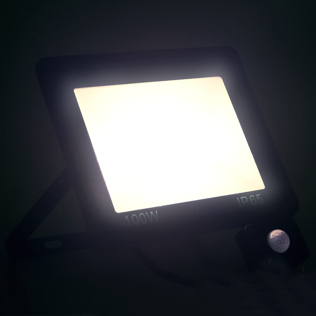 vidaXL Reflektor LED z czujnikiem, 100 W, zimne białe światło