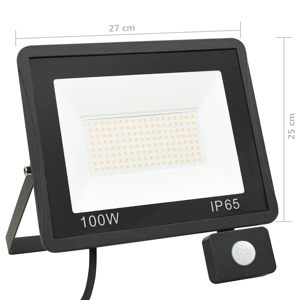 vidaXL Reflektor LED z czujnikiem, 100 W, zimne białe światło