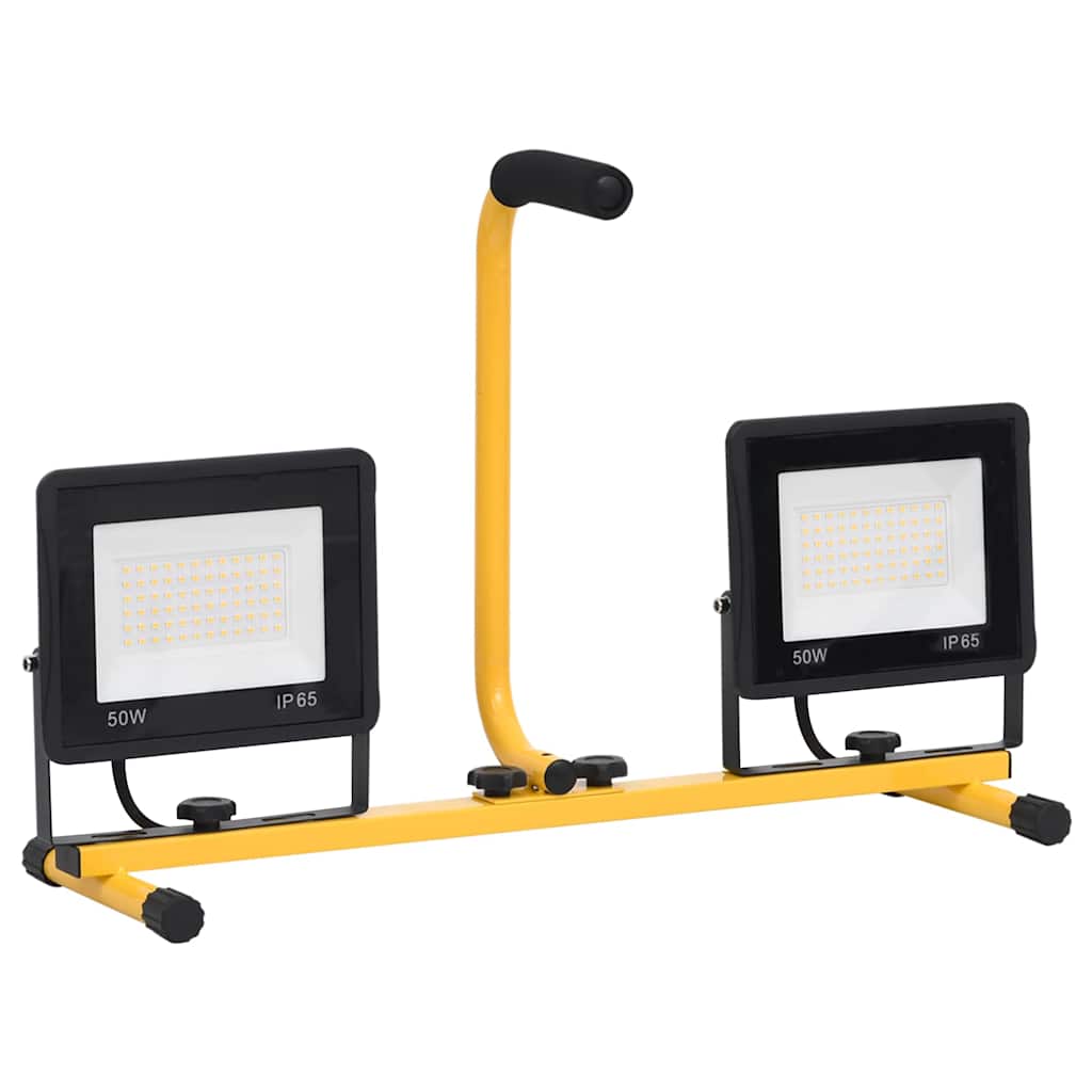 vidaXL Reflektor LED z uchwytem, 2x50 W, ciepłe białe światło