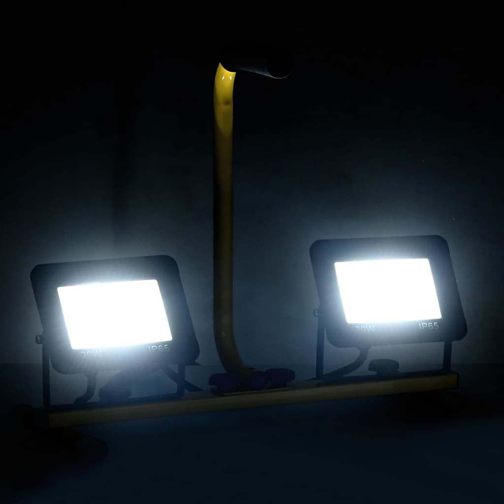 vidaXL Reflektor LED z uchwytem, 2x30 W, zimne białe światło
