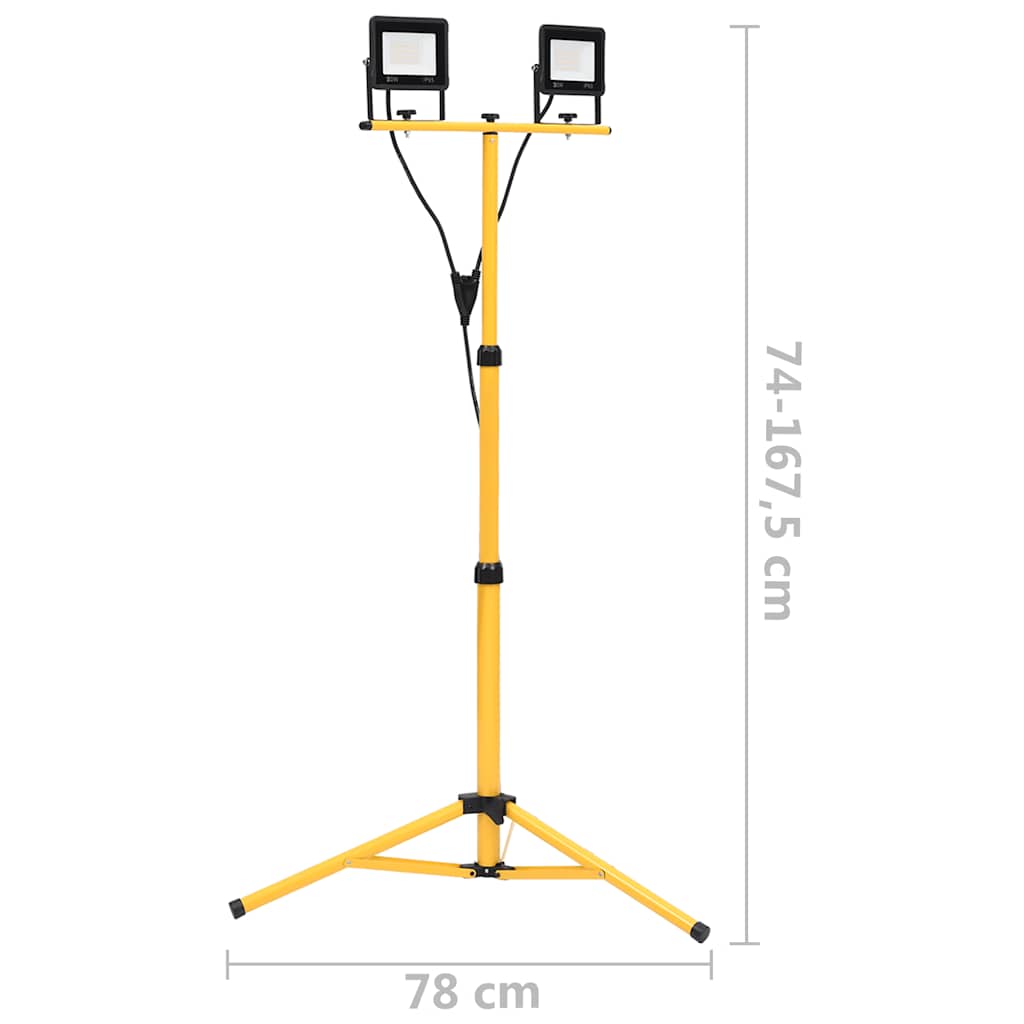 vidaXL Reflektor LED ze stojakiem, 2x20 W, ciepłe białe światło