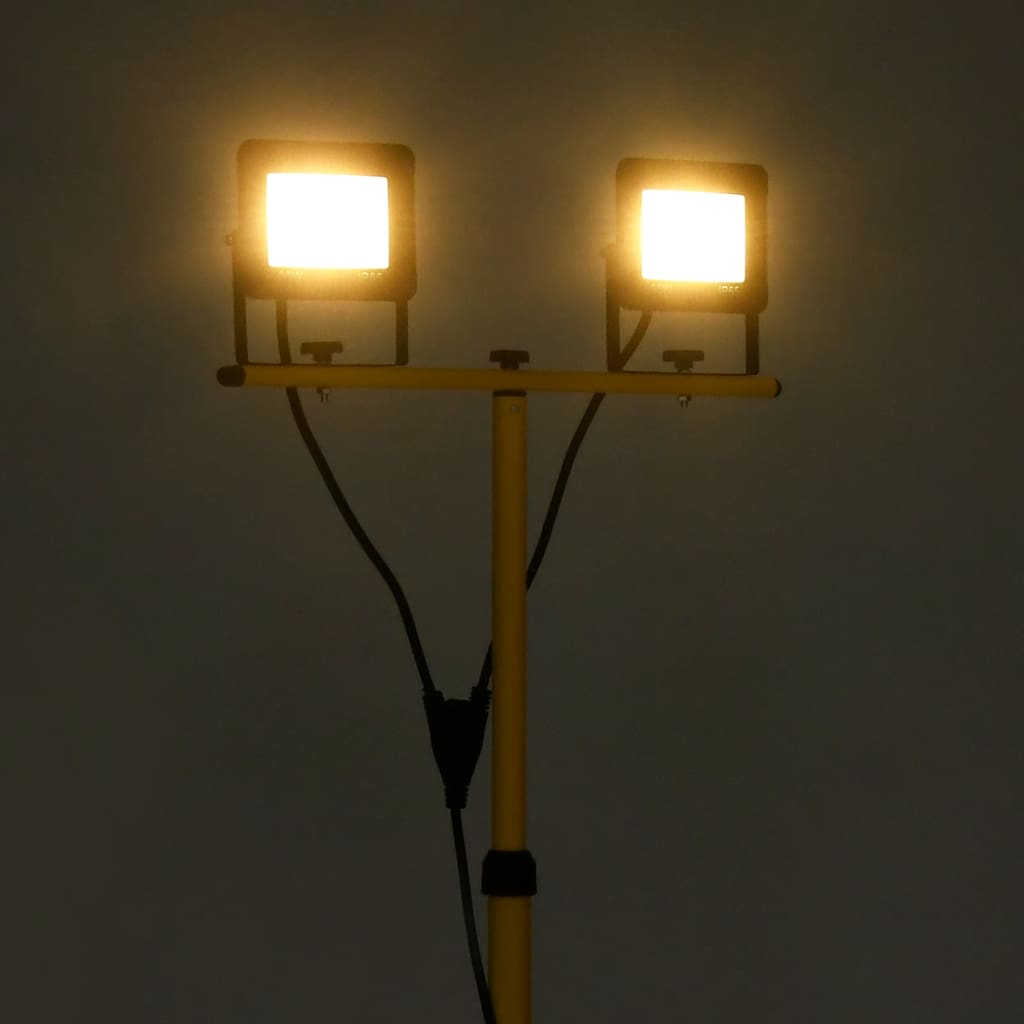 vidaXL Reflektor LED ze stojakiem, 2x30 W, ciepłe białe światło