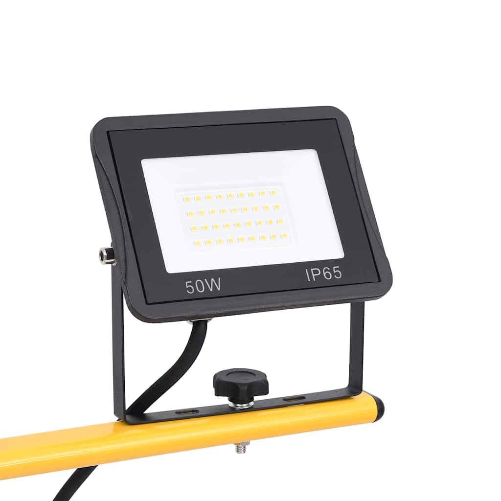 vidaXL Reflektor LED ze stojakiem, 2x50 W, ciepłe białe światło