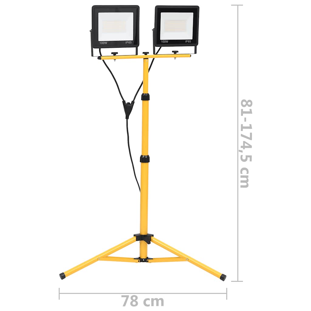vidaXL Reflektor LED ze stojakiem, 2x100 W, ciepłe białe światło