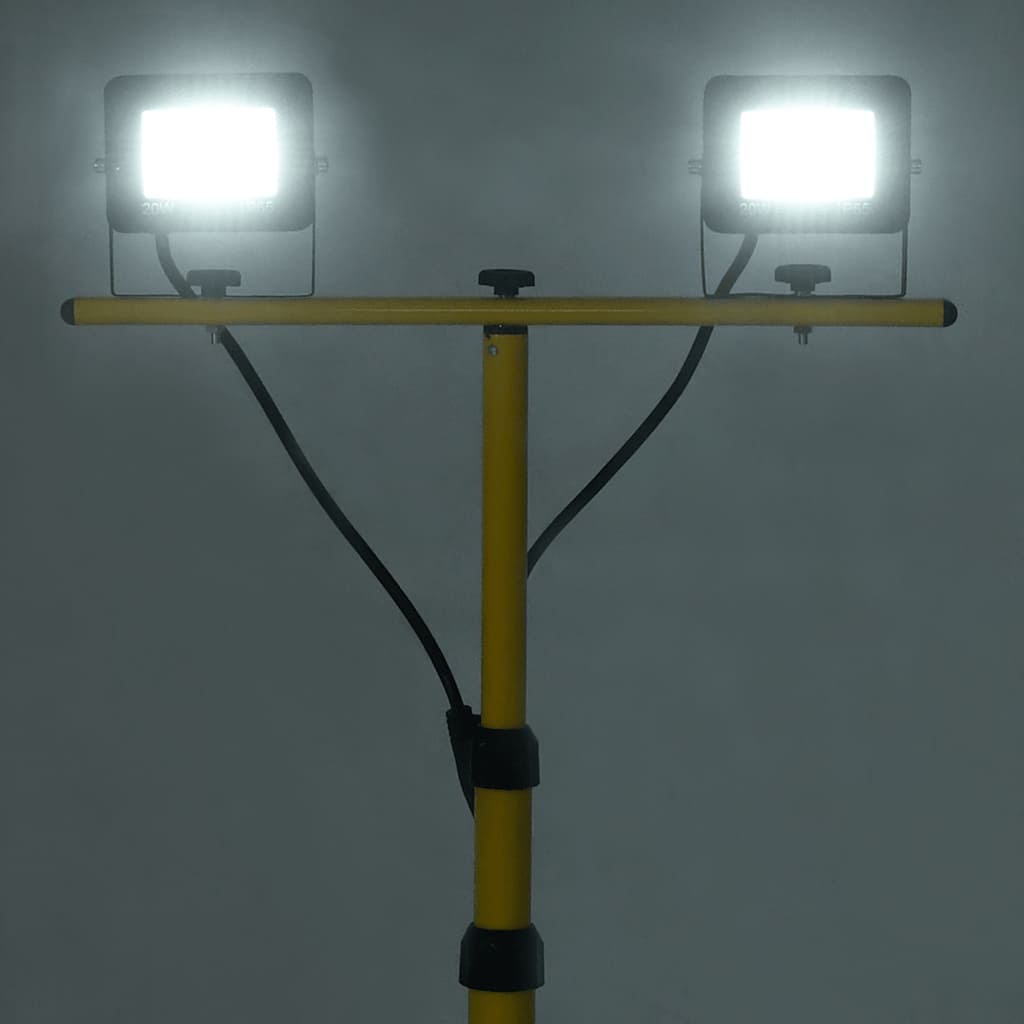 vidaXL Reflektor LED ze stojakiem, 2x20 W, zimne białe światło