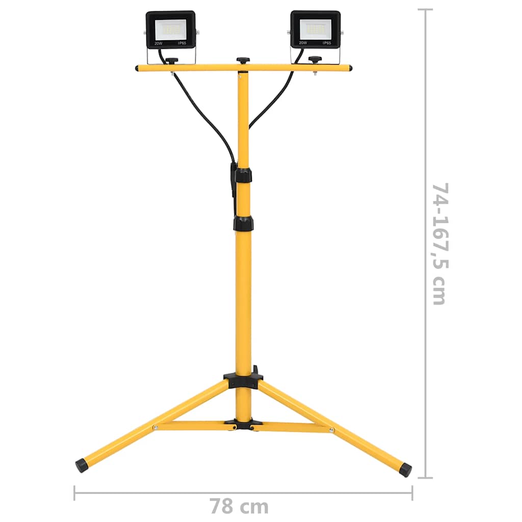 vidaXL Reflektor LED ze stojakiem, 2x20 W, zimne białe światło