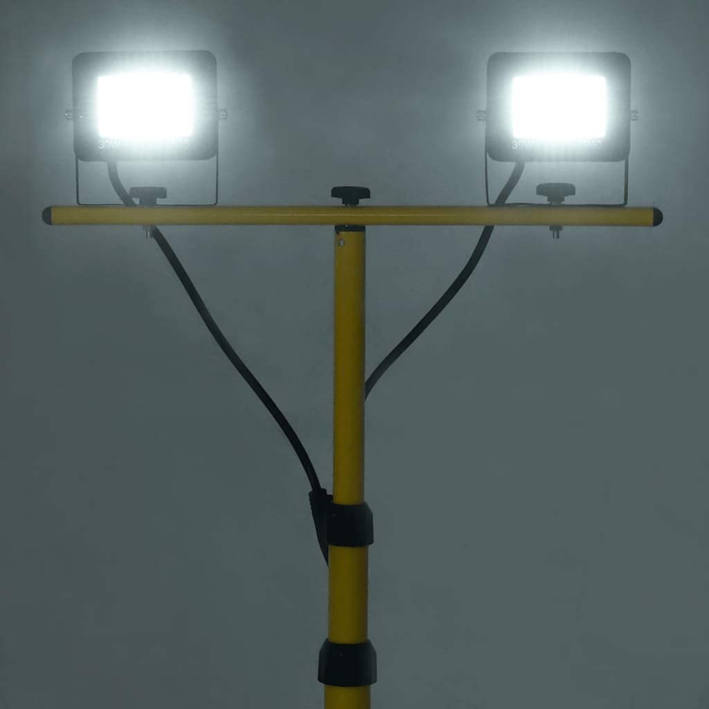 vidaXL Reflektor LED ze stojakiem, 2x30 W, zimne białe światło