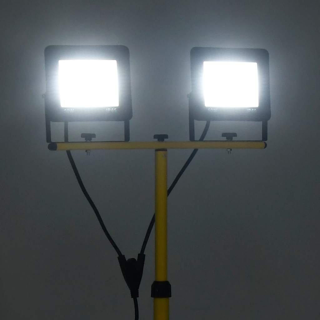 vidaXL Reflektor LED ze stojakiem, 2x50 W, zimne białe światło