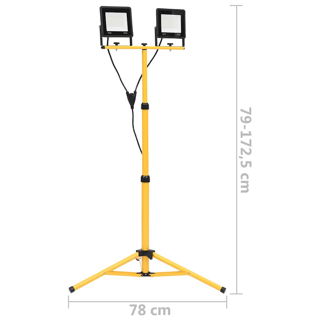 vidaXL Reflektor LED ze stojakiem, 2x50 W, zimne białe światło