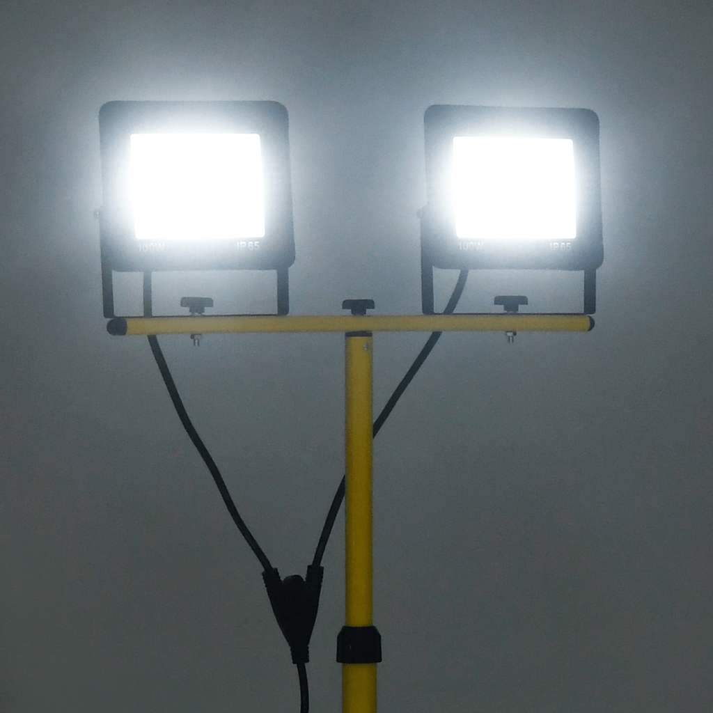 vidaXL Reflektor LED ze stojakiem, 2x100 W, zimne białe światło