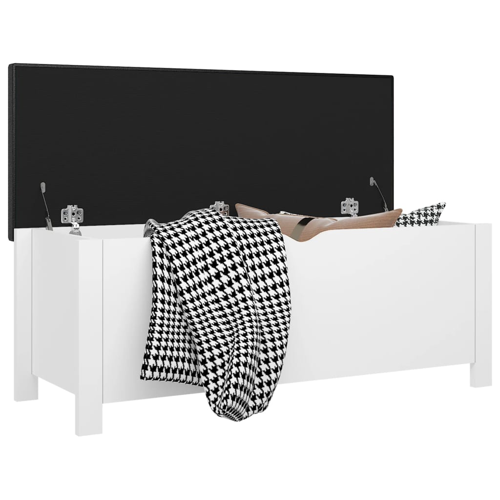 vidaXL Skrzynia z poduszką, biała 105x40x45 cm materiał drewnopochodny