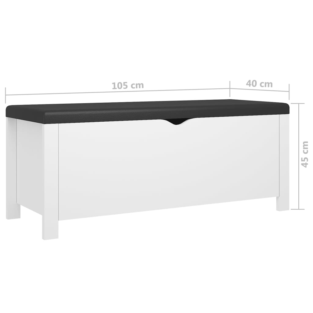 vidaXL Skrzynia z poduszką, biała 105x40x45 cm materiał drewnopochodny