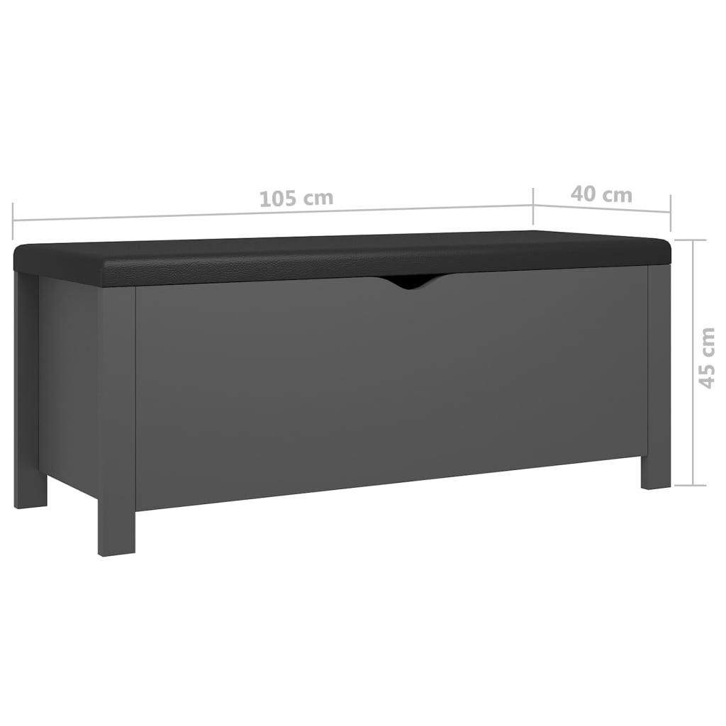 vidaXL Skrzynia z poduszką, szara 105x40x45 cm materiał drewnopochodny