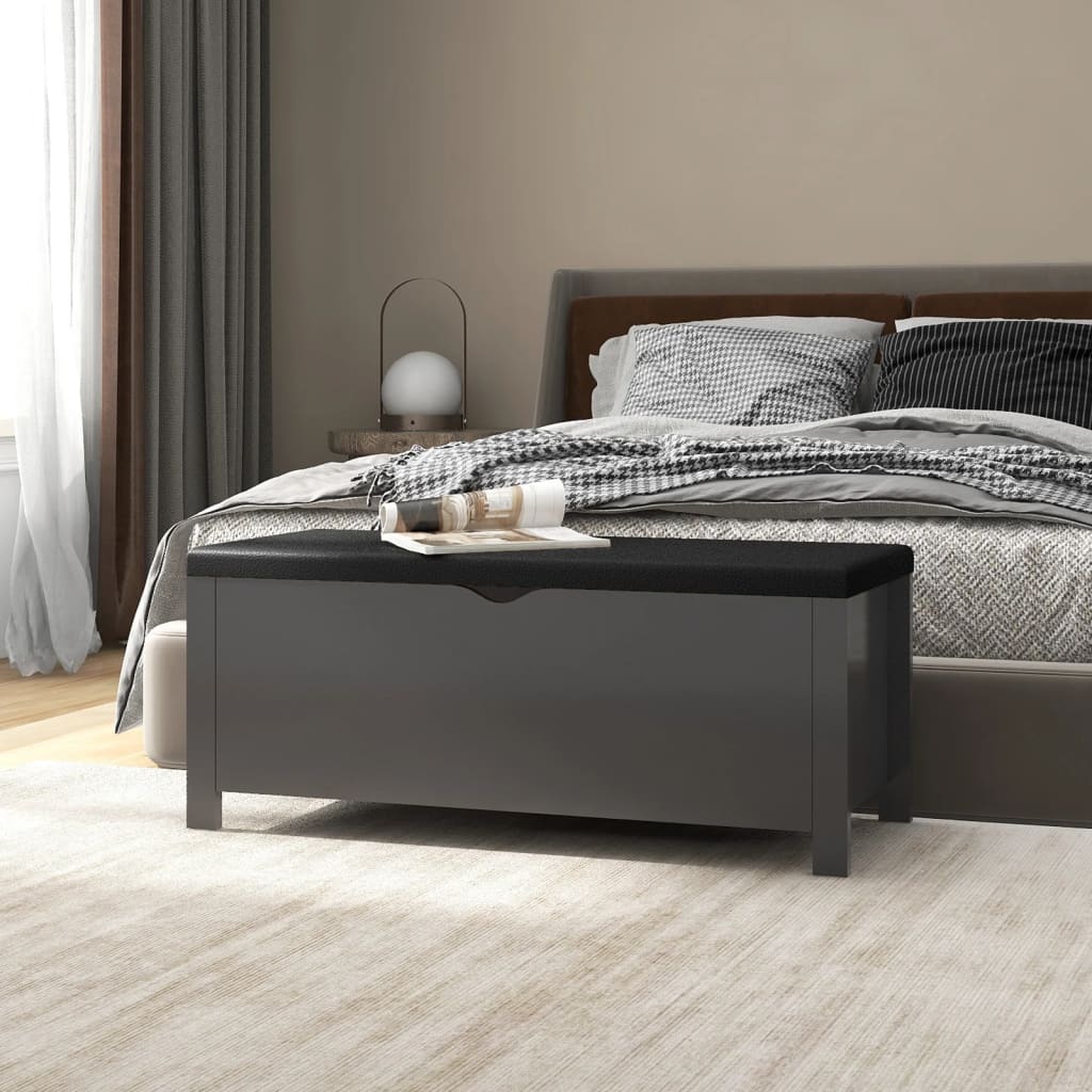 vidaXL Skrzynia z poduszką, szara 105x40x45 cm materiał drewnopochodny