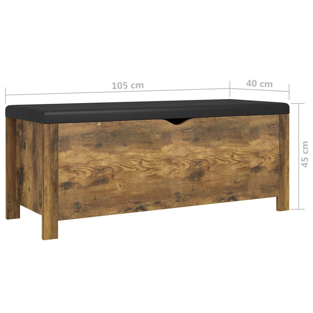 vidaXL Skrzynia z poduszką, przydymiony dąb, 105x40x45 cm
