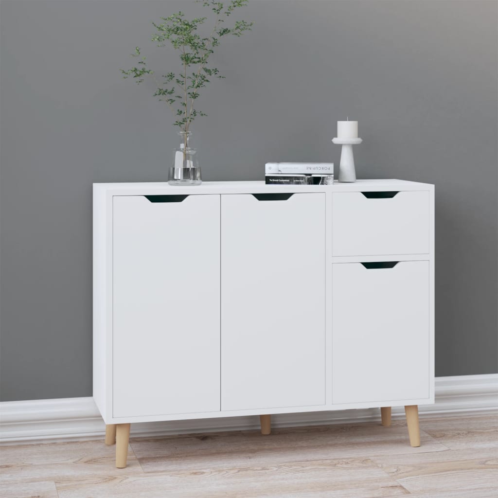 vidaXL Szafka, biała z połyskiem, 90x30x72 cm, materiał drewnopochodny