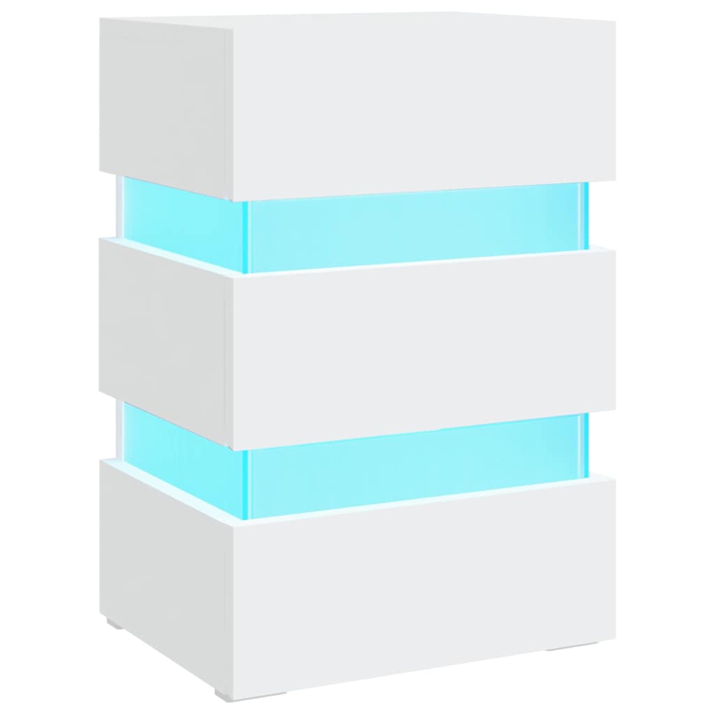 vidaXL Szafka nocna z LED, biała, 45x35x67 cm, materiał drewnopochodny