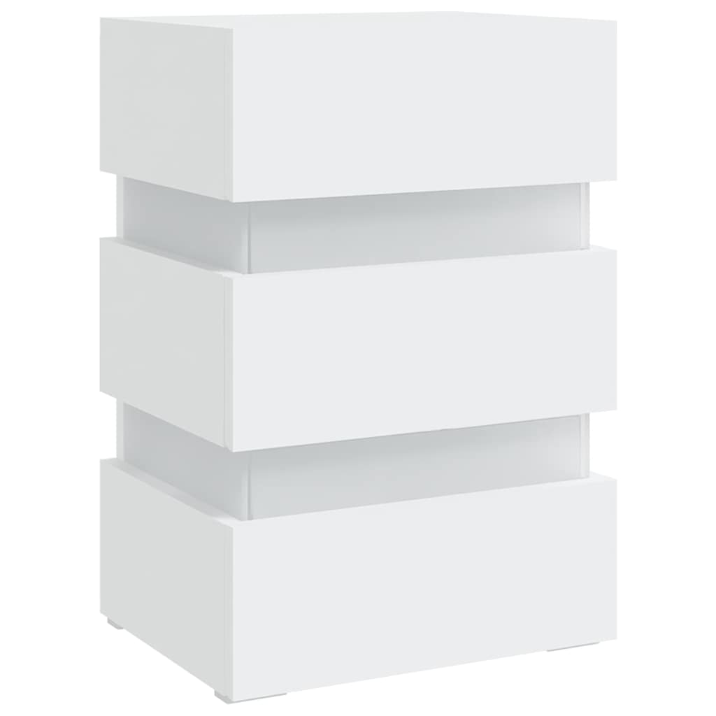 vidaXL Szafka nocna z LED, biała, 45x35x67 cm, materiał drewnopochodny