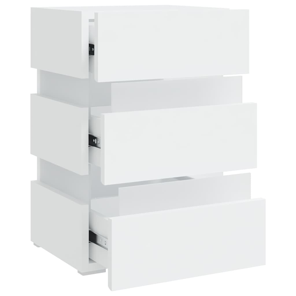 vidaXL Szafka nocna z LED, biała, 45x35x67 cm, materiał drewnopochodny