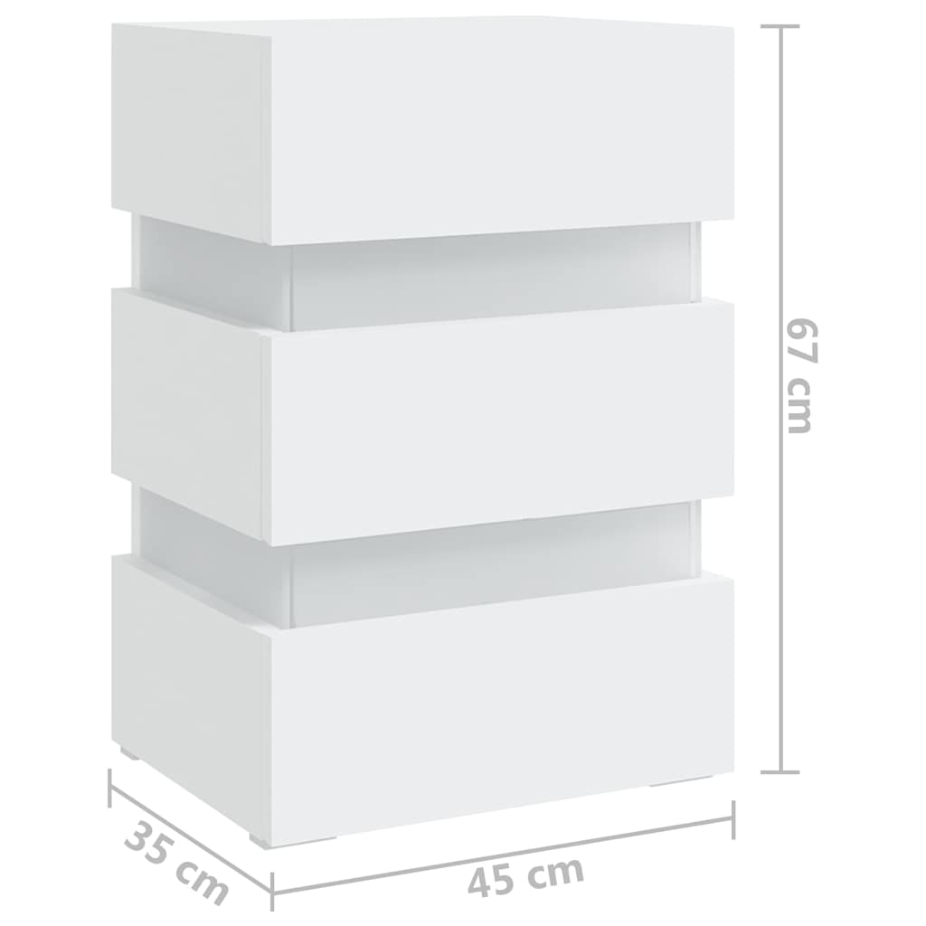 vidaXL Szafka nocna z LED, biała, 45x35x67 cm, materiał drewnopochodny