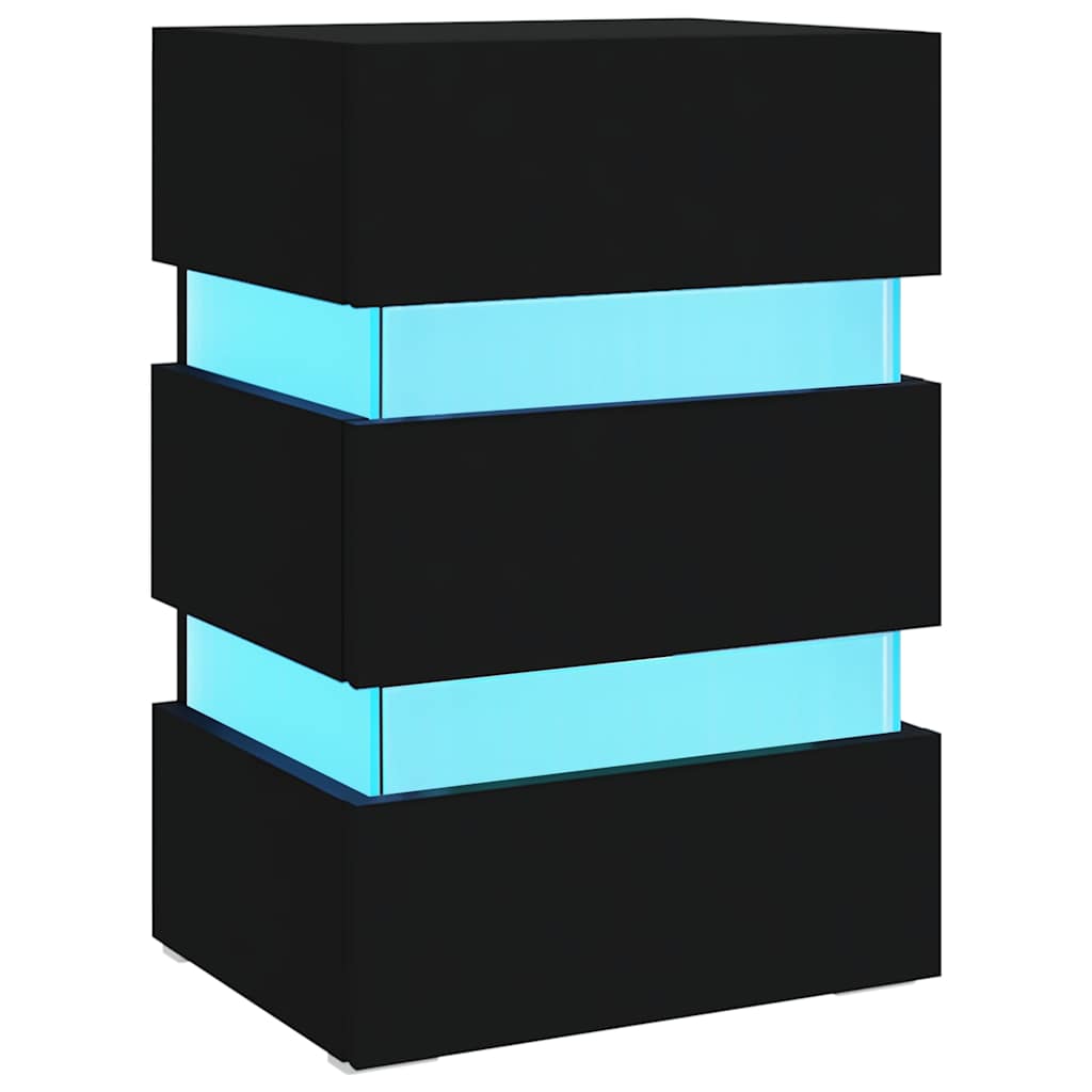 vidaXL Szafka nocna z LED, czarna 45x35x67 cm, materiał drewnopochodny