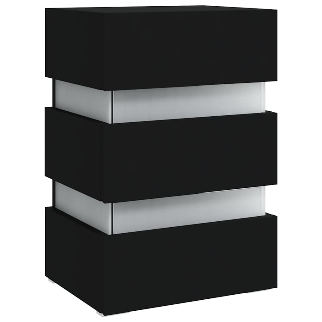 vidaXL Szafka nocna z LED, czarna 45x35x67 cm, materiał drewnopochodny