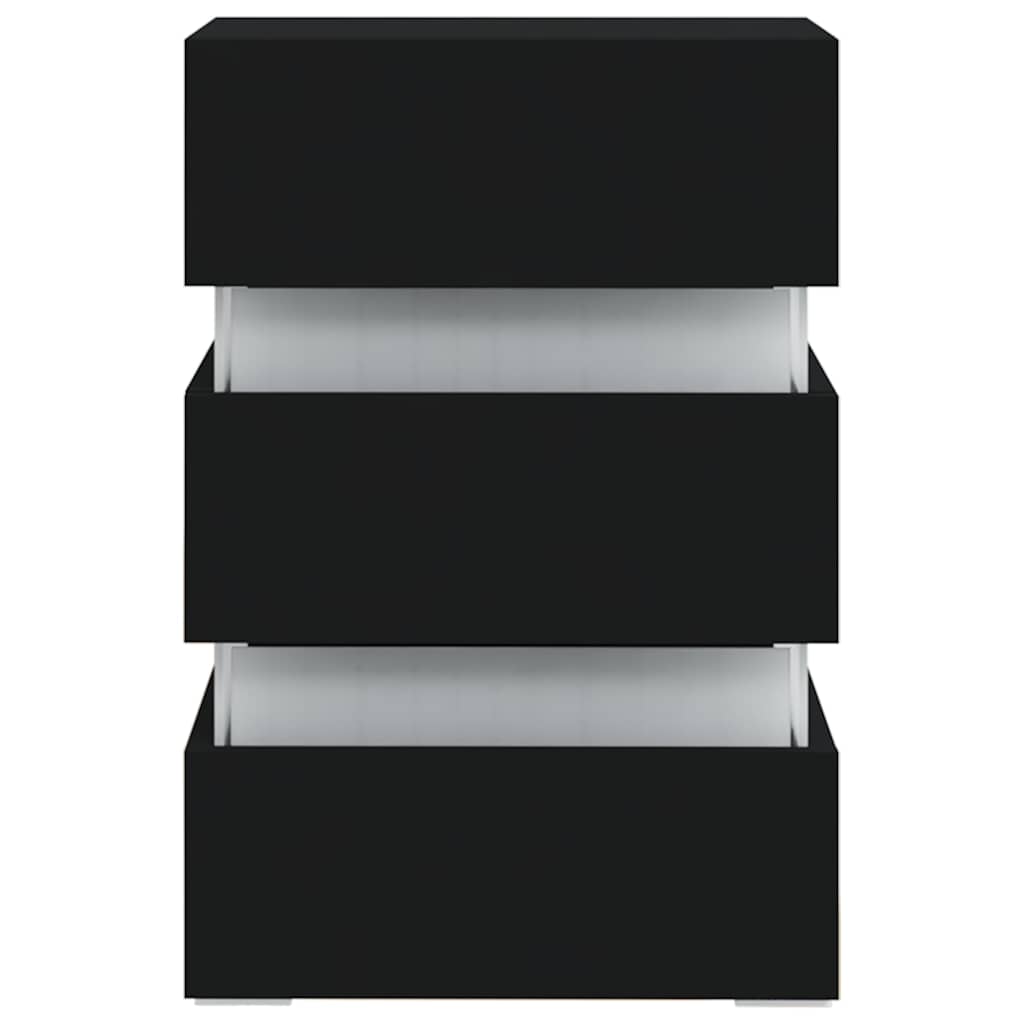 vidaXL Szafka nocna z LED, czarna 45x35x67 cm, materiał drewnopochodny