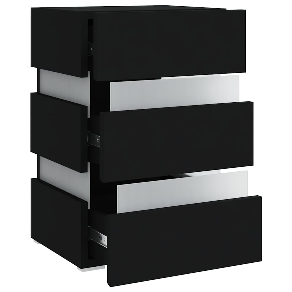 vidaXL Szafka nocna z LED, czarna 45x35x67 cm, materiał drewnopochodny