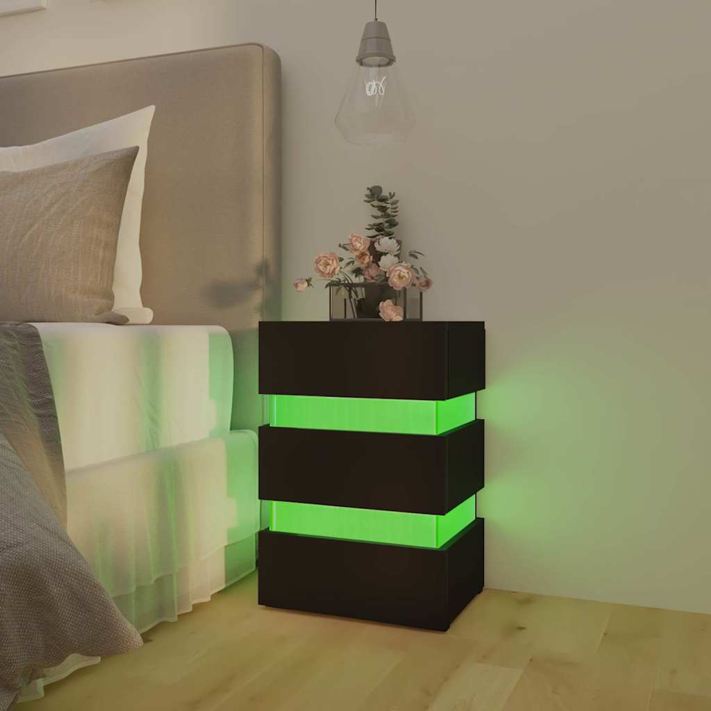 vidaXL Szafka nocna z LED, czarna 45x35x67 cm, materiał drewnopochodny