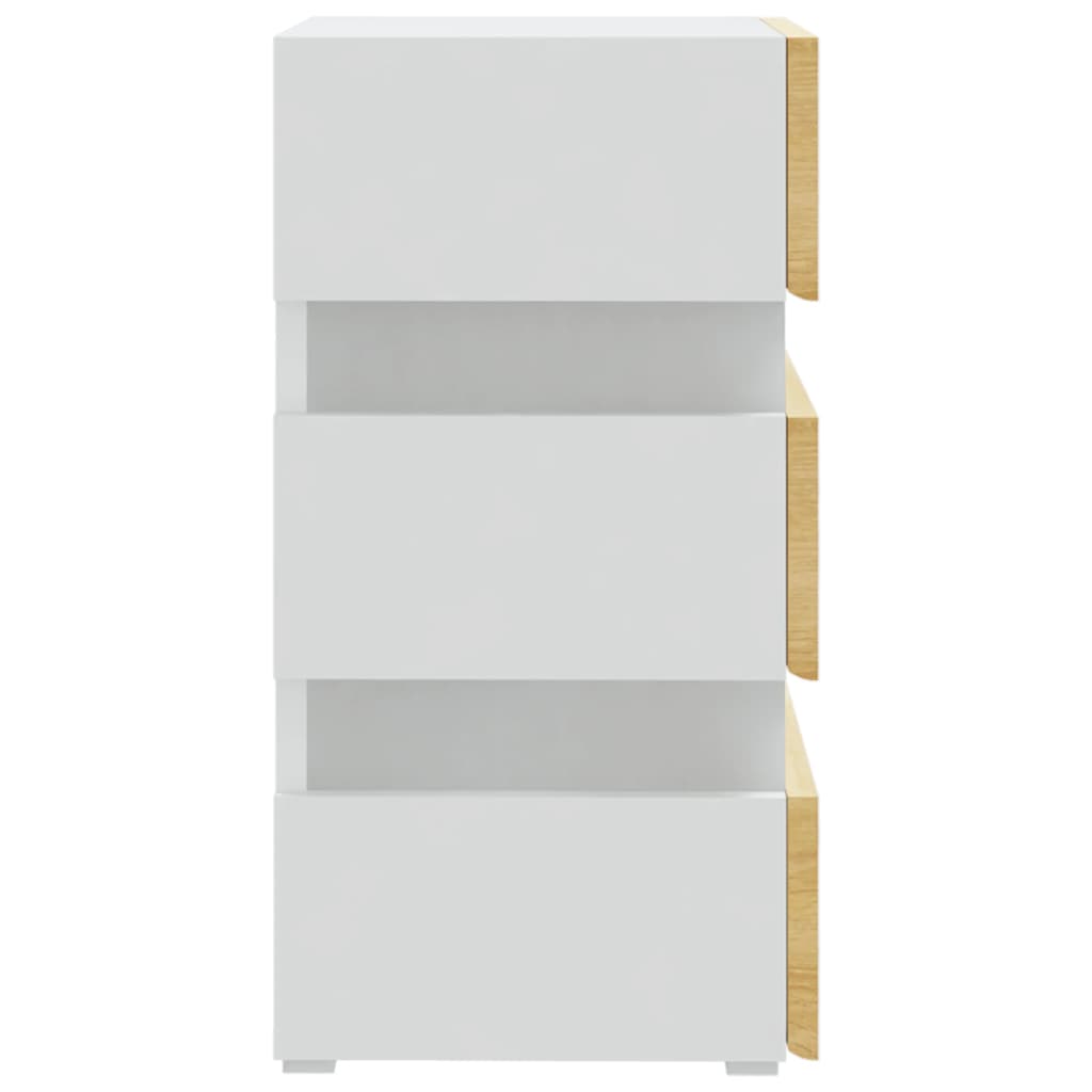 vidaXL Szafka nocna z LED, biel i dąb sonoma, 45x35x67 cm