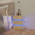 vidaXL Szafka nocna z LED, biel i dąb sonoma, 45x35x67 cm