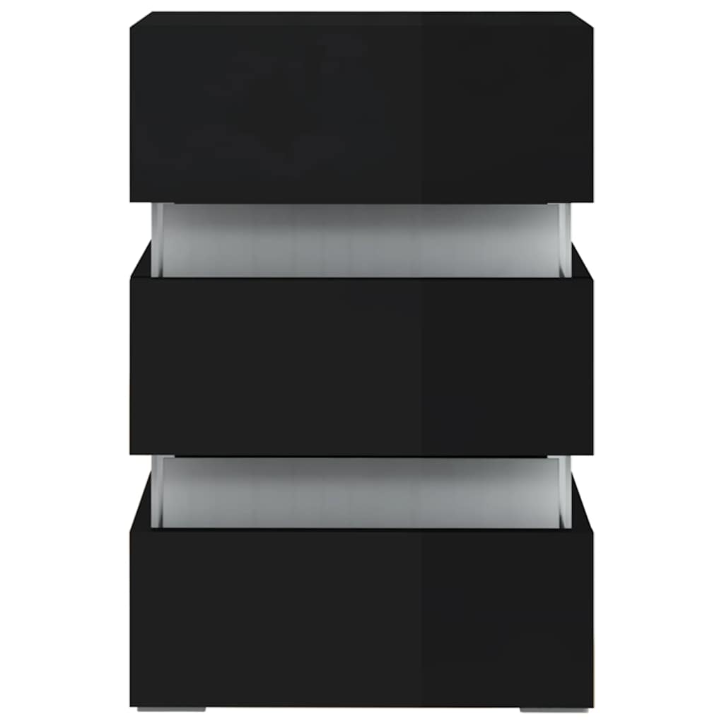vidaXL Szafka nocna z LED, wysoki połysk, czarna, 45x35x67 cm