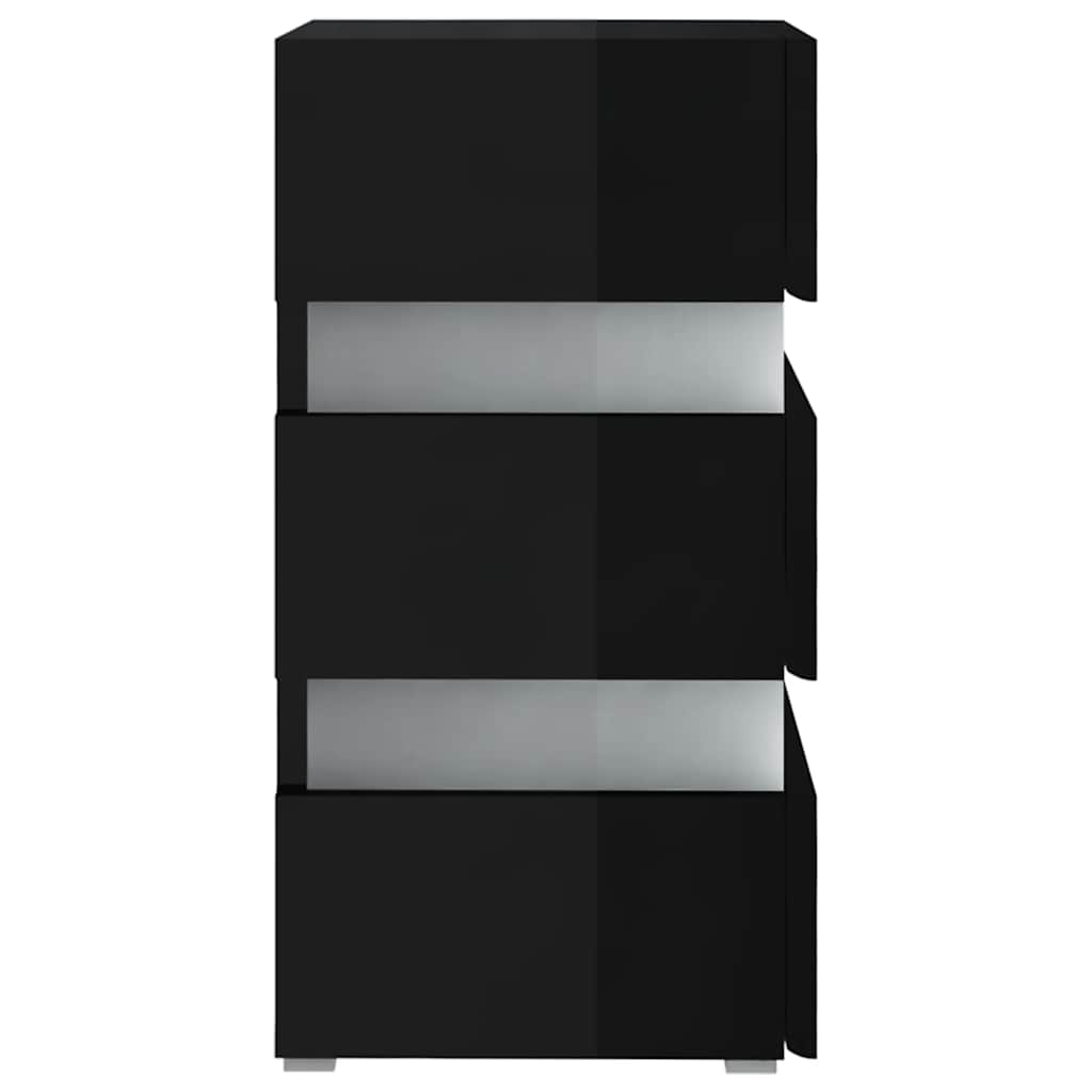 vidaXL Szafka nocna z LED, wysoki połysk, czarna, 45x35x67 cm