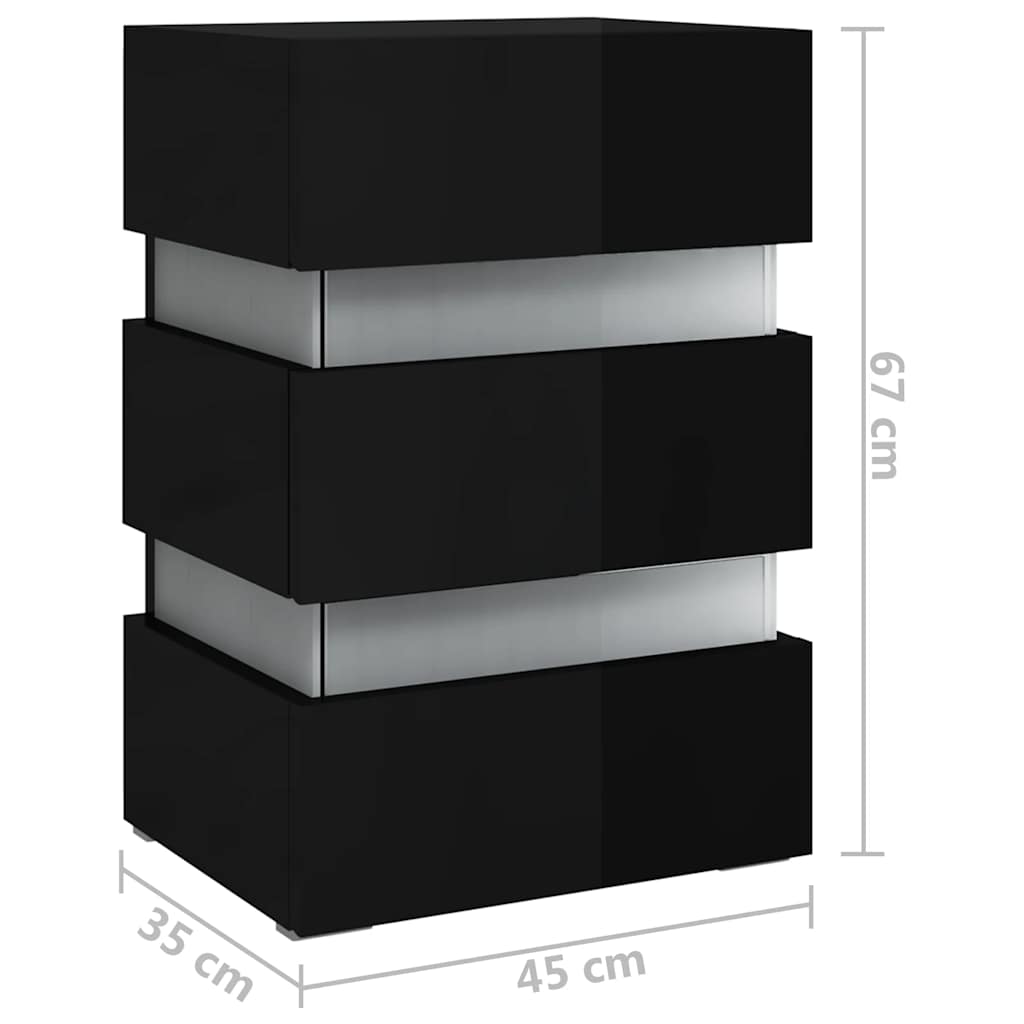 vidaXL Szafka nocna z LED, wysoki połysk, czarna, 45x35x67 cm