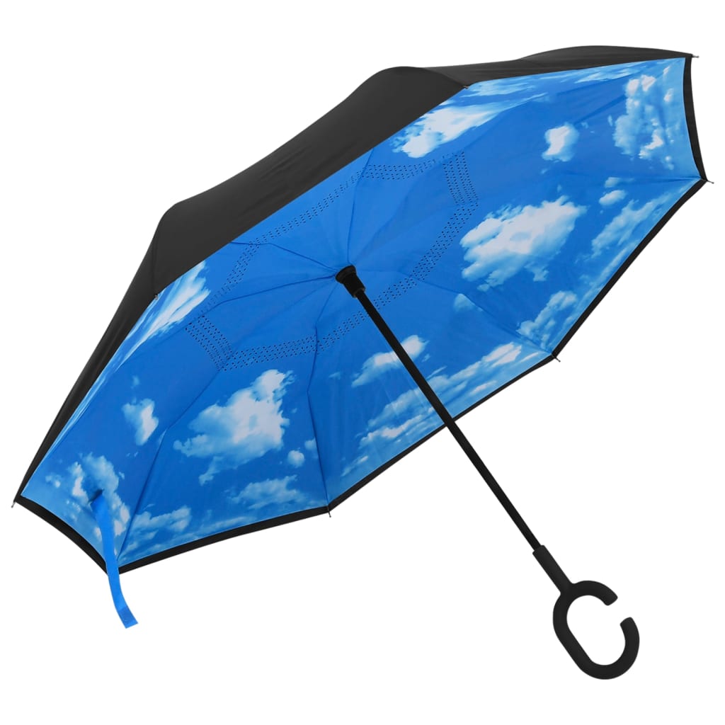 vidaXL Parasolka z uchwytem w kształcie litery C, czarna, 108 cm