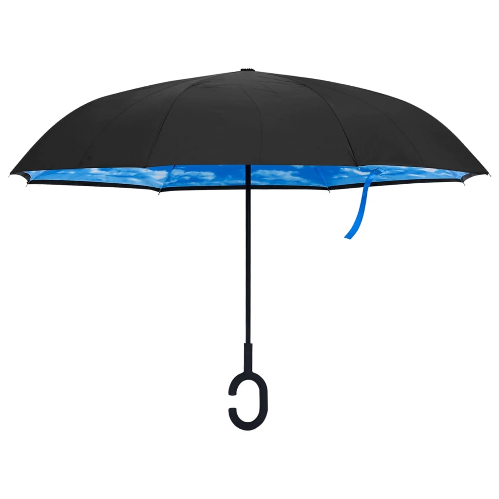 vidaXL Parasolka z uchwytem w kształcie litery C, czarna, 108 cm