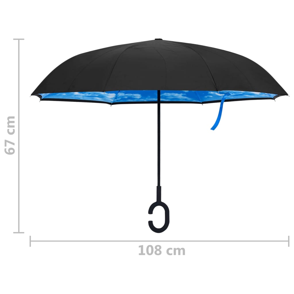 vidaXL Parasolka z uchwytem w kształcie litery C, czarna, 108 cm