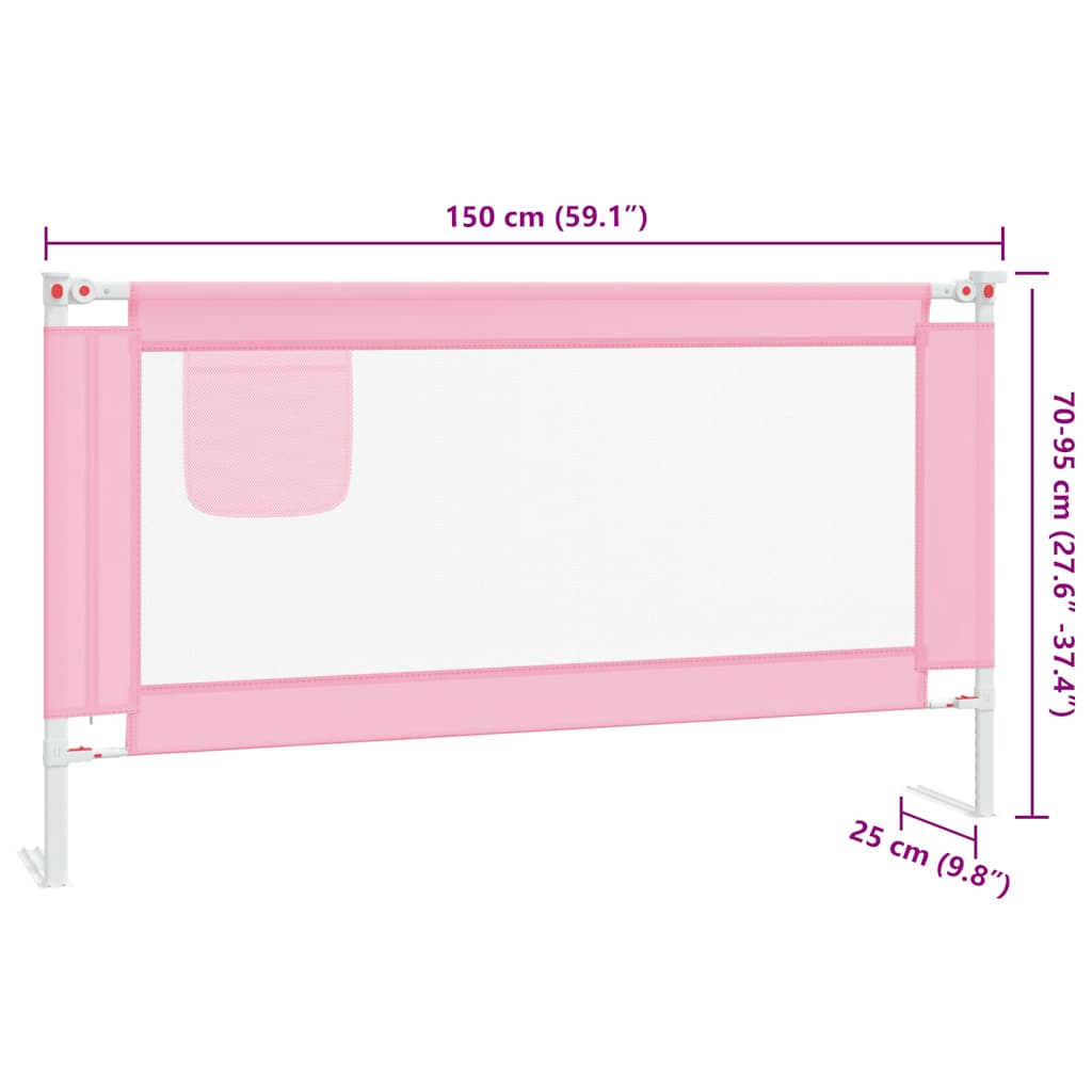 vidaXL Barierka do łóżeczka dziecięcego, różowa, 150x25 cm, tkanina