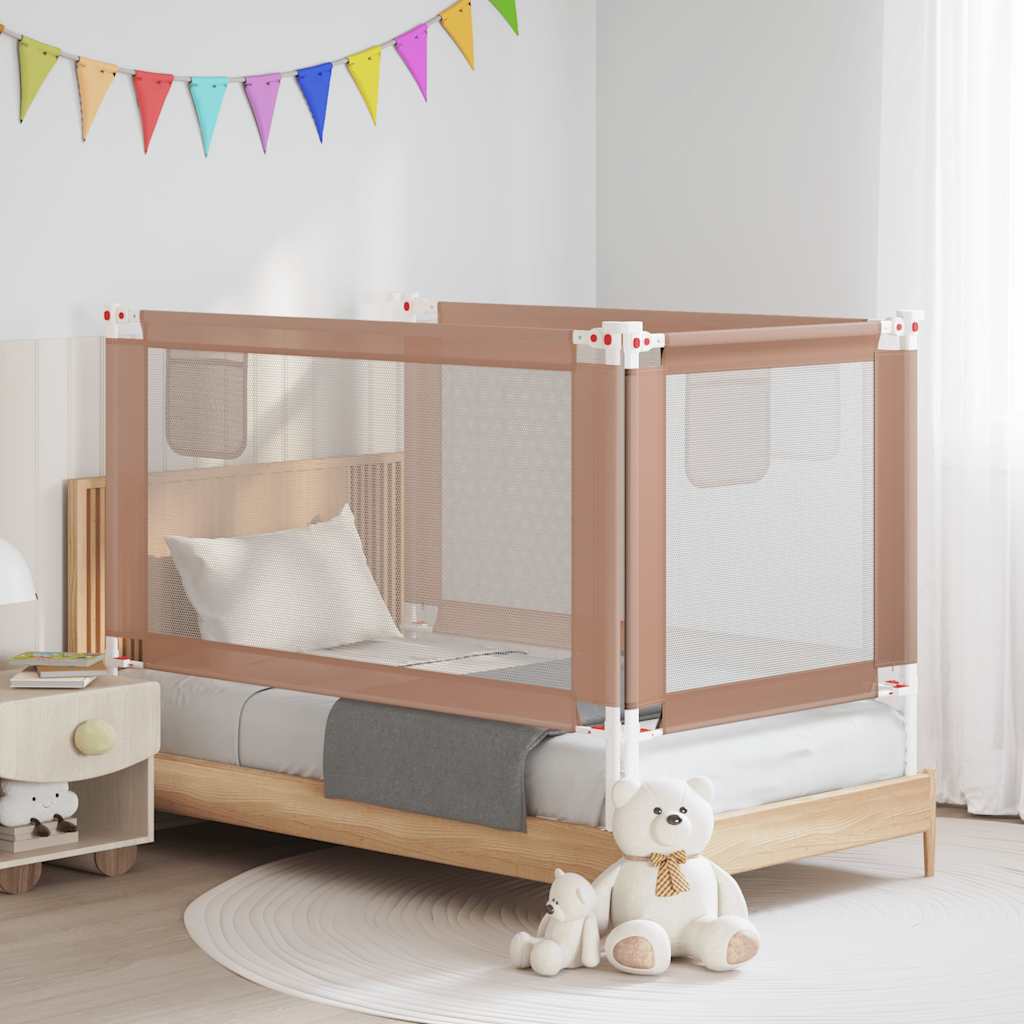 vidaXL Barierka do łóżeczka dziecięcego, taupe, 150x25 cm, tkanina