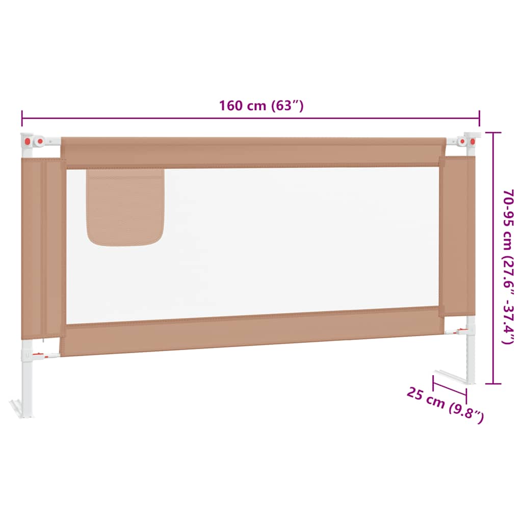 vidaXL Barierka do łóżeczka dziecięcego, taupe, 160x25 cm, tkanina