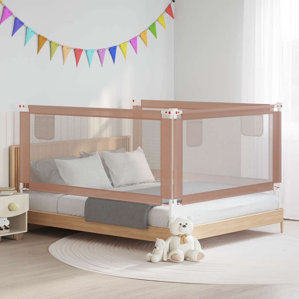 vidaXL Barierka do łóżeczka dziecięcego, taupe, 180x25 cm, tkanina