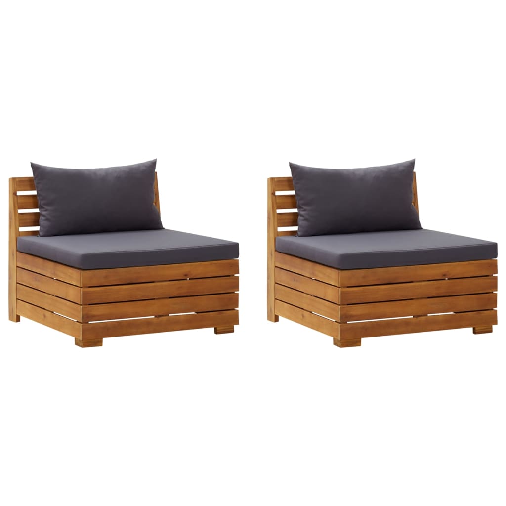 vidaXL 2-osobowa sofa ogrodowa z poduszkami, lite drewno akacjowe