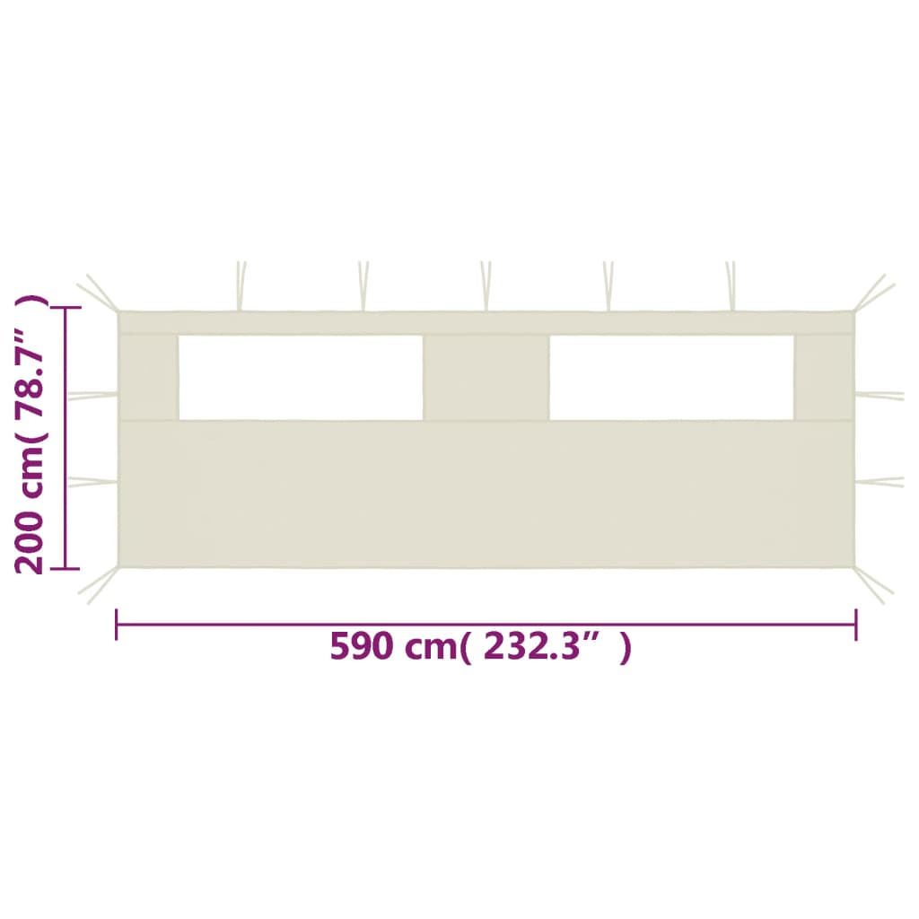 vidaXL Ścianka z oknami do altany, 6x2 m, kremowa