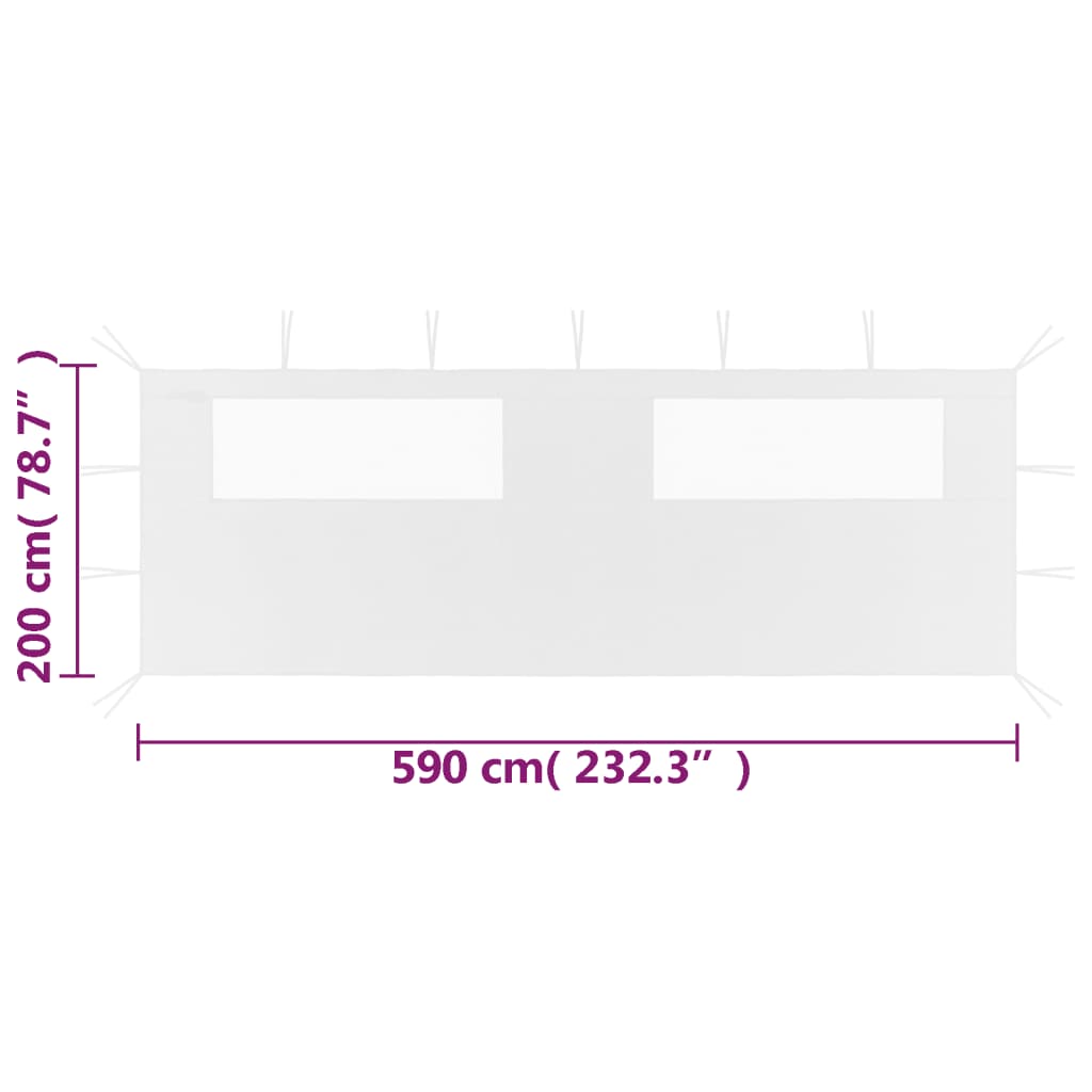 vidaXL Ścianka z oknami do altany, 6x2 m, biała