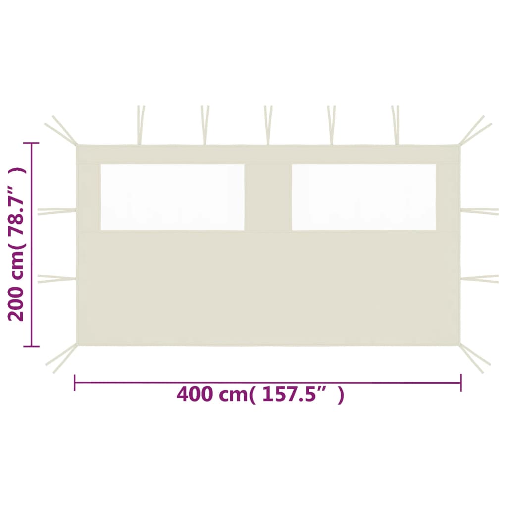 vidaXL Ścianka z oknami do altany, 4x2 m, kremowa