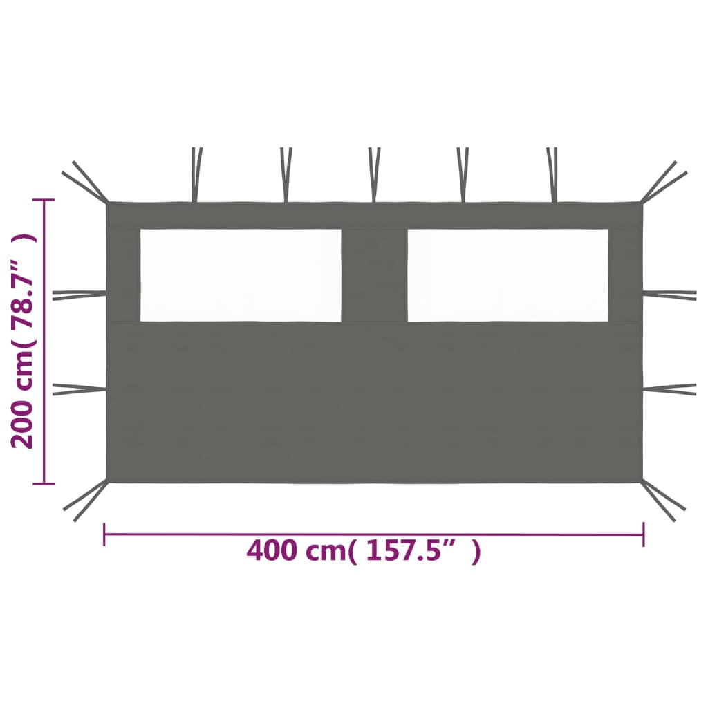 vidaXL Ścianka z oknami do altany, 4x2 m, antracytowa