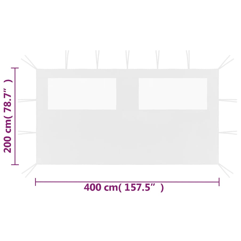 vidaXL Ścianka z oknami do altany, 4x2 m, biała